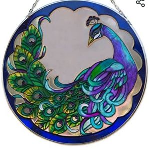 Peacock stained glass suncatcher